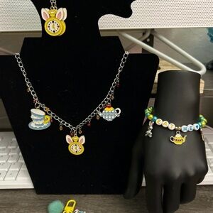 Alice in Wonderland - Tea Party Charm Necklace and Bracelet Set.
